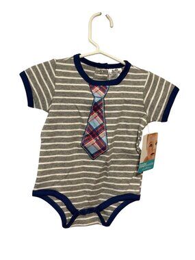New baby essentials boys infant baby Size 0 3 months Striped Faux necktie bodysu